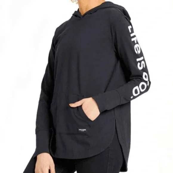 Life is Good Crusher Flex Hoodie Women Long Sleeve Black Size XXL - Picture 1 of 8